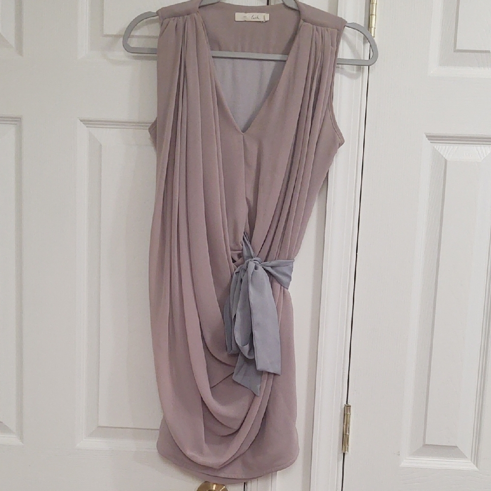 Lush Casual Bow Mini Dress V-Neck Sleeveless | Size Small